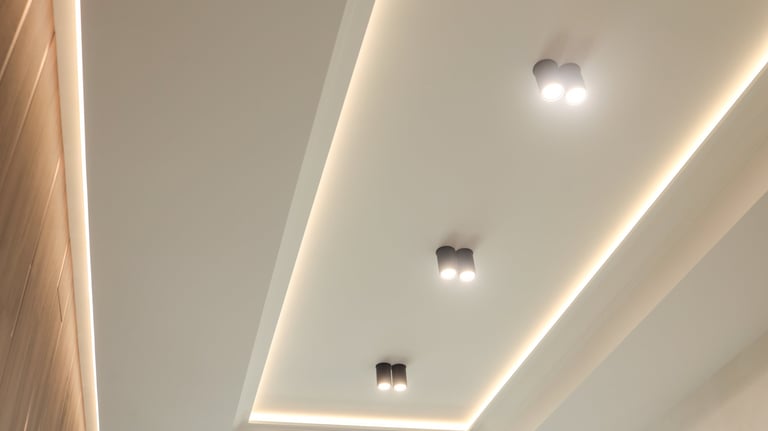 Minimalist recessed lighting in contemporary space